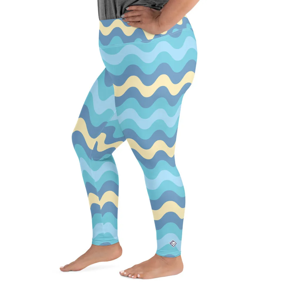 Women's High Waist Plus Size Ripple Jersey Shore Leggings Tights