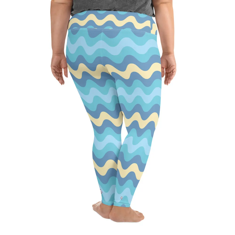 Women's High Waist Plus Size Ripple Jersey Shore Leggings Tights