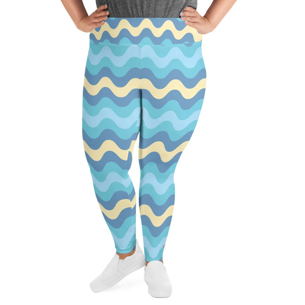 Women's High Waist Plus Size Ripple Jersey Shore Leggings Tights