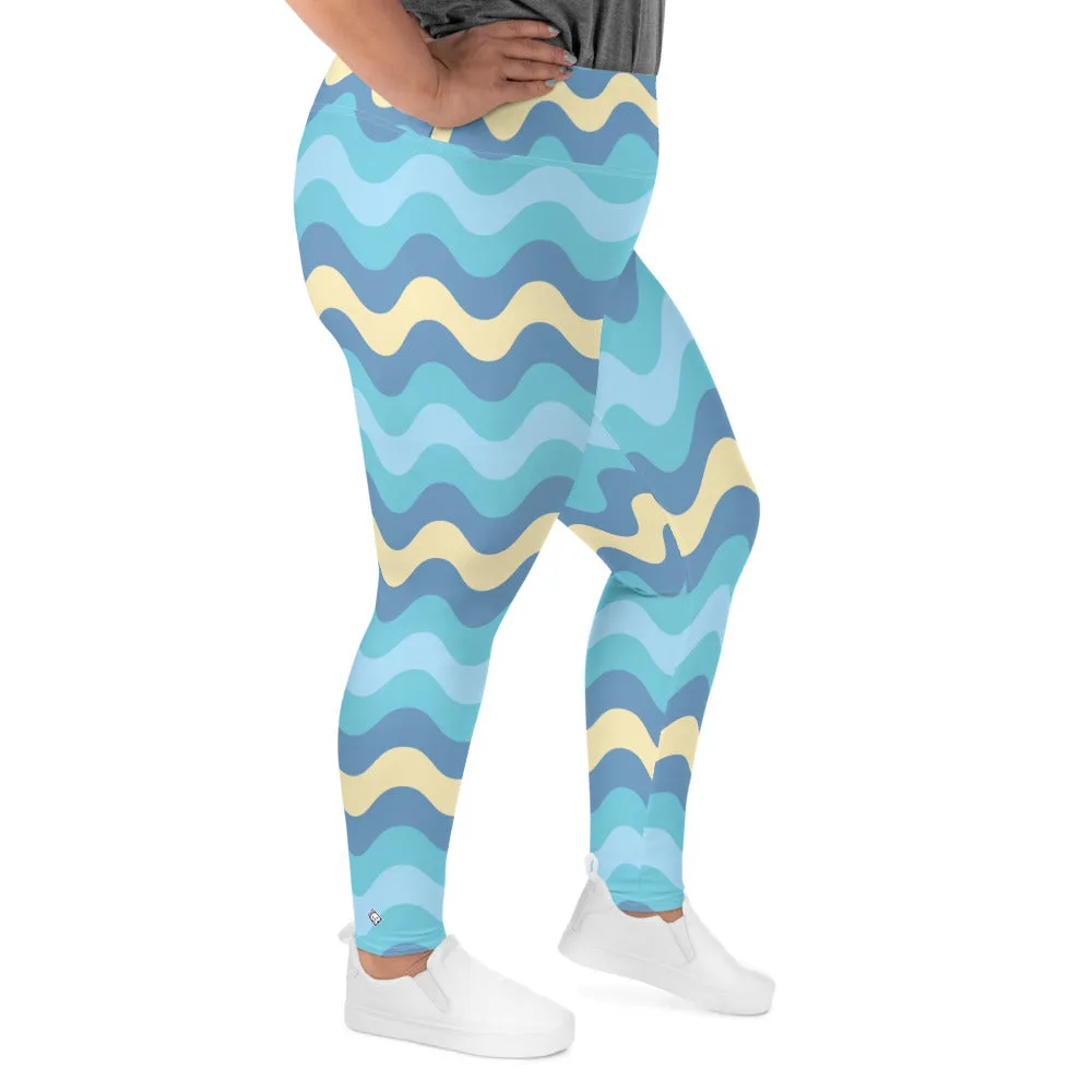 Women's High Waist Plus Size Ripple Jersey Shore Leggings Tights