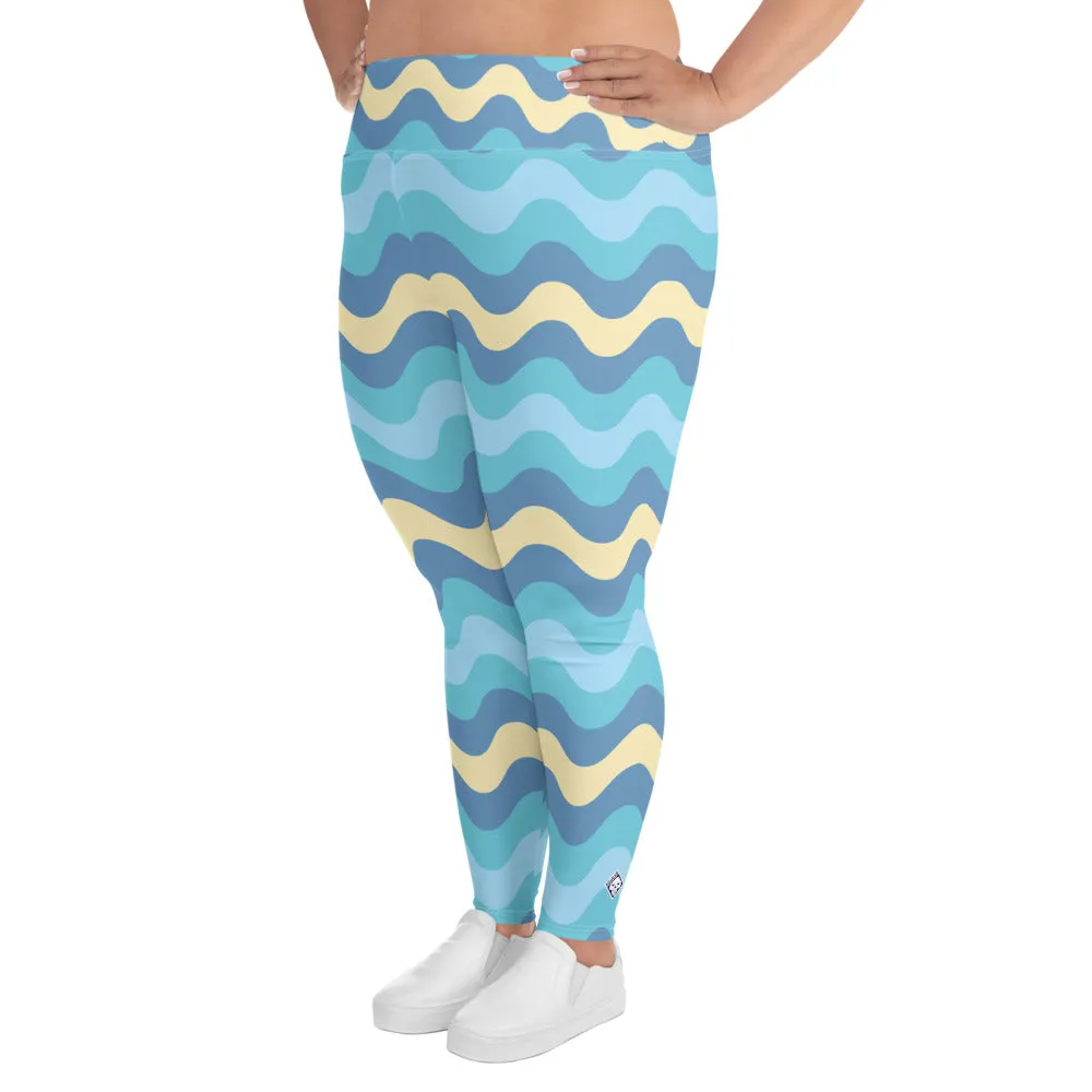 Women's High Waist Plus Size Ripple Jersey Shore Leggings Tights