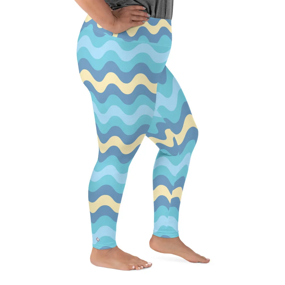 Women's High Waist Plus Size Ripple Jersey Shore Leggings Tights