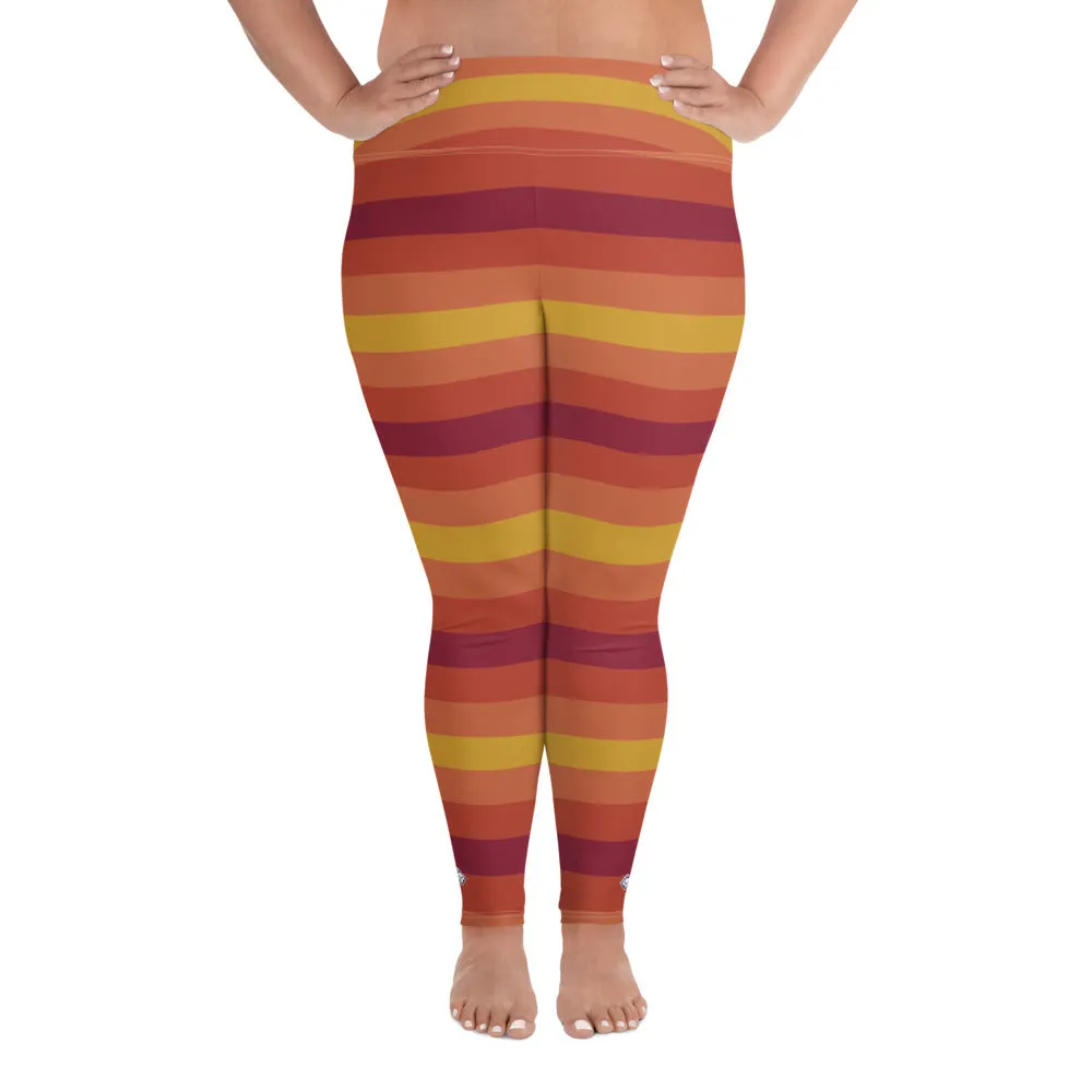 Women's High Waist Plus Size Striped Autumn Leggings Yoga Pants