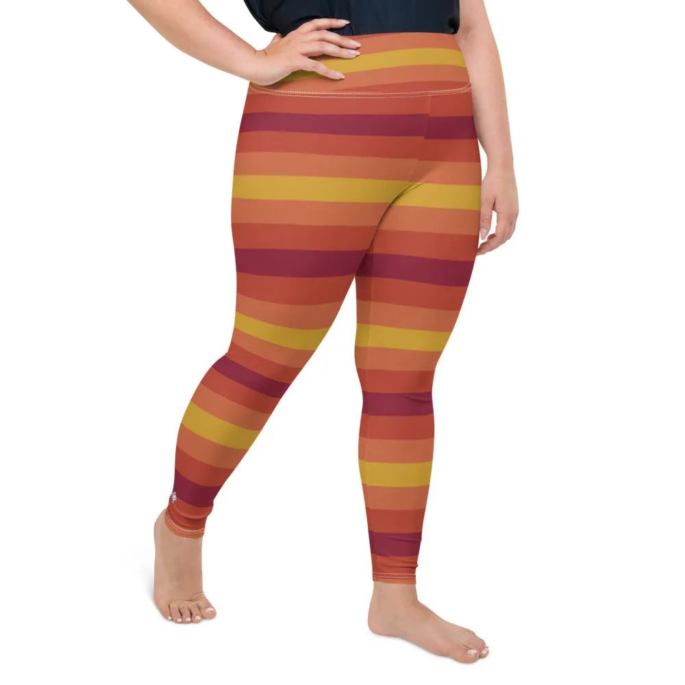 Women's High Waist Plus Size Striped Autumn Leggings Yoga Pants