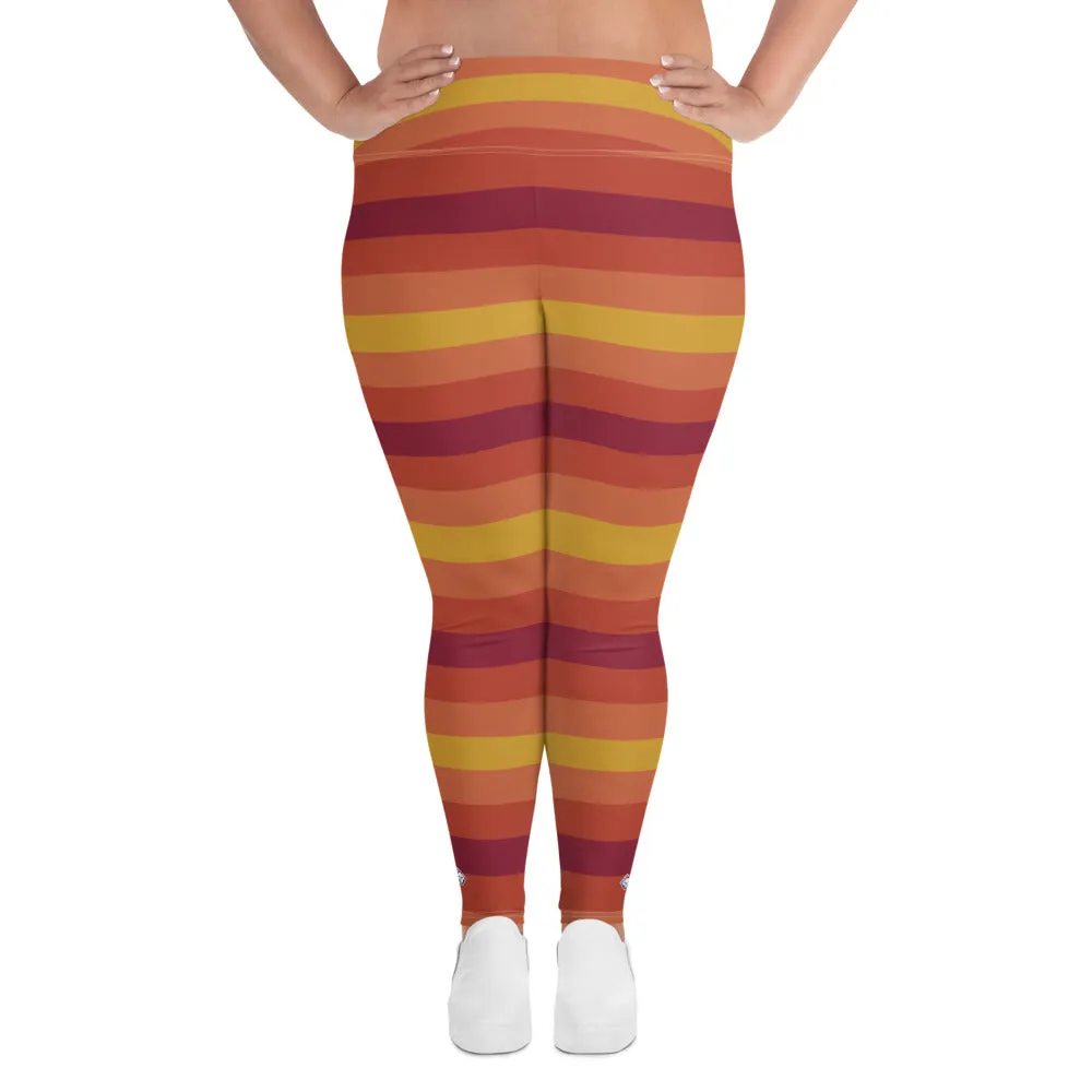 Women's High Waist Plus Size Striped Autumn Leggings Yoga Pants