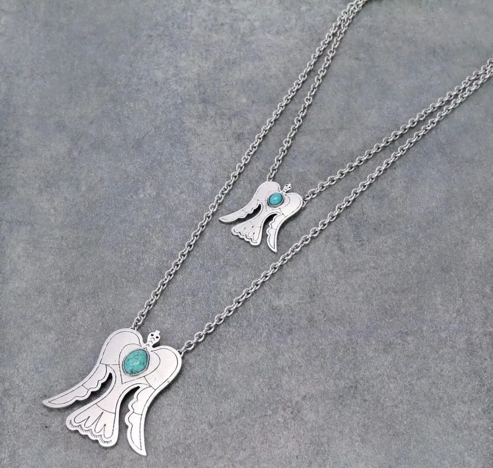 XL Long Double layer Navajo bird necklace